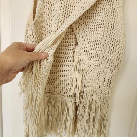 Michael Stars Crochet Fringe Knit Sleeveless Top Beige Soft Comfy Festival Boho - Picture 4 of 12